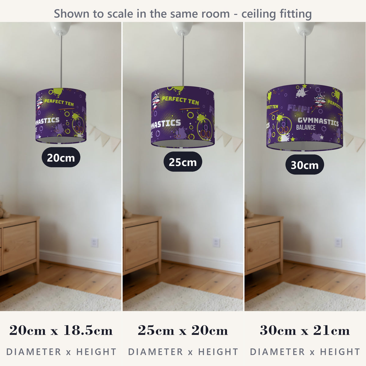 Purple Gymnastics Star II lampshade - 20cm x 18.5cm Ceiling - photo 4