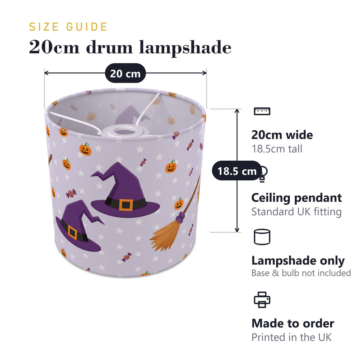 Lilac Halloween II lampshade - 20cm x 18.5cm Ceiling - photo 7