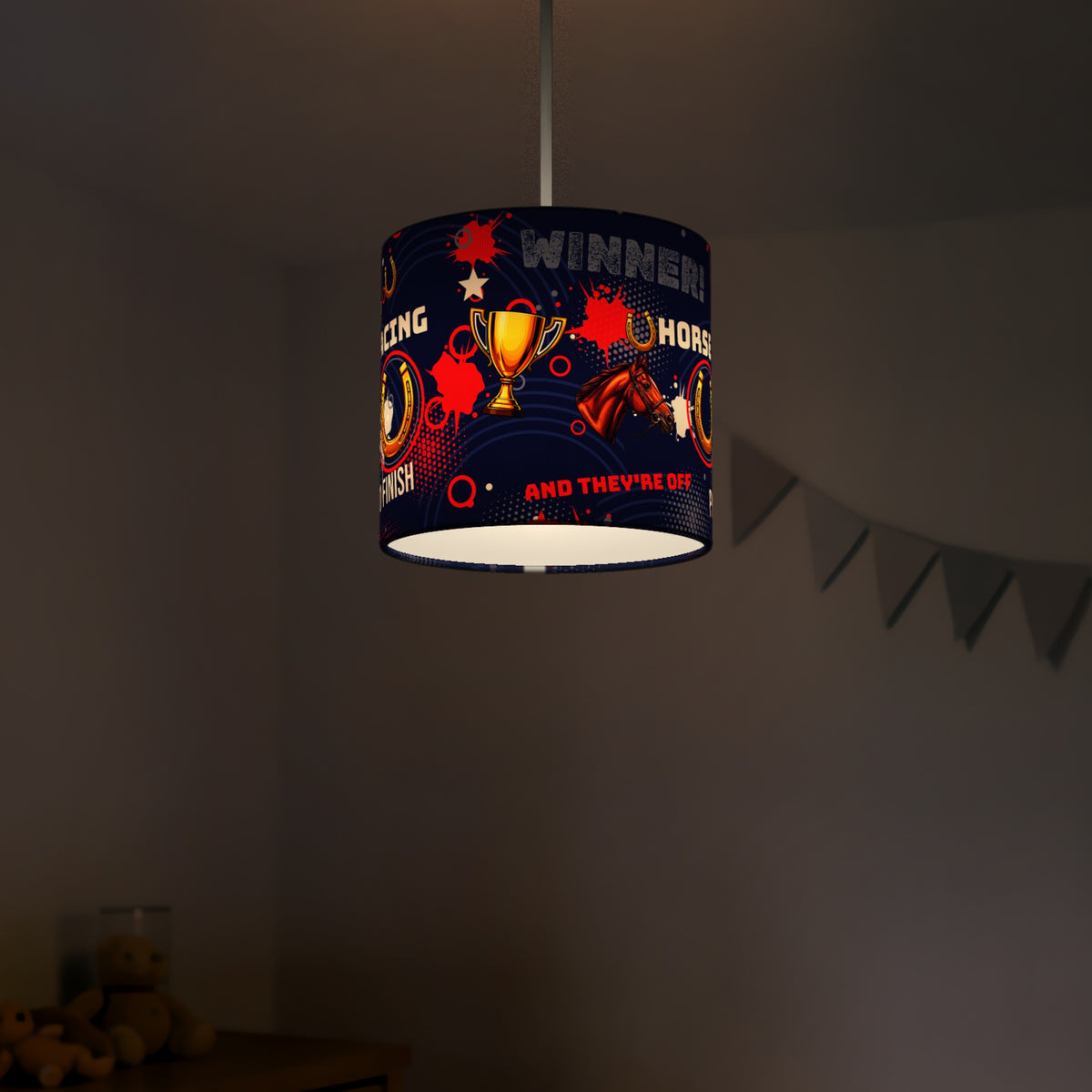 Navy And They're Off II lampshade - 20cm x 18.5cm Ceiling - photo 5
