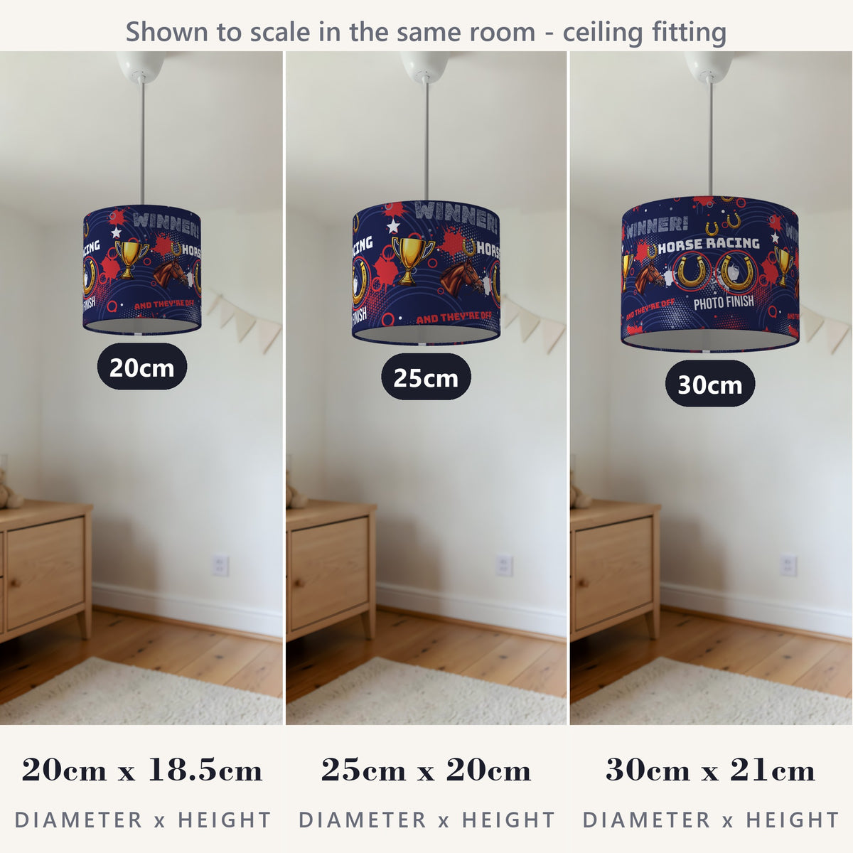 Navy And They're Off II lampshade - 20cm x 18.5cm Ceiling - photo 4