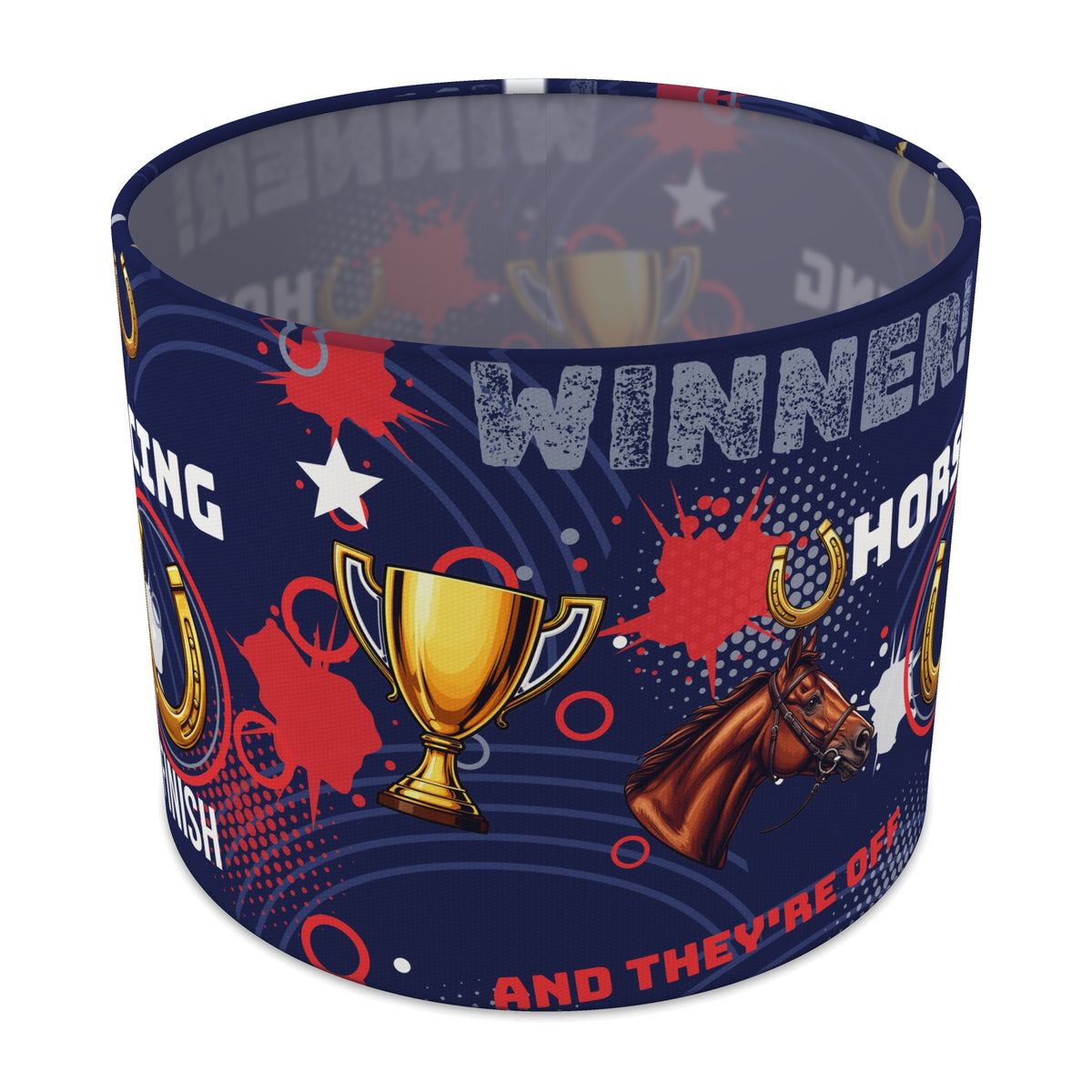 Navy And They're Off II lampshade - 25cm x 20cm Table