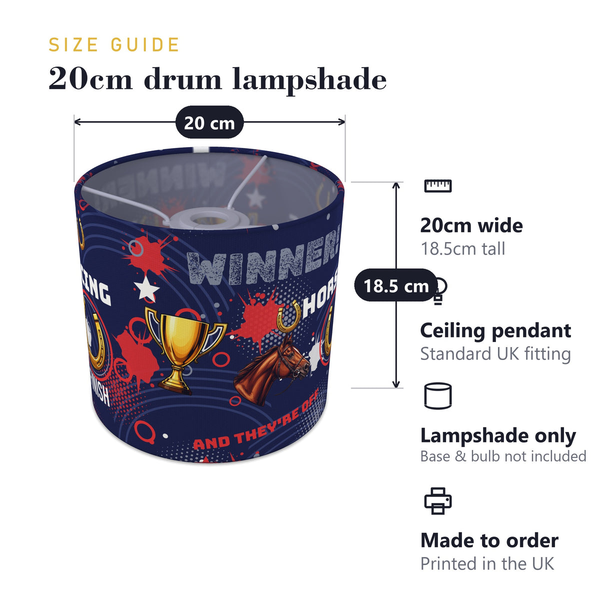 Navy And They're Off II lampshade - 20cm x 18.5cm Ceiling - photo 7