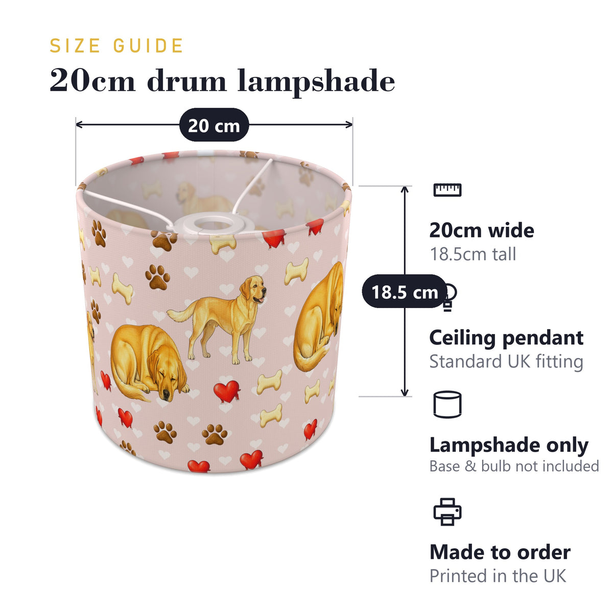 Blush Labrador Love II lampshade - 20cm x 18.5cm Ceiling - photo 7