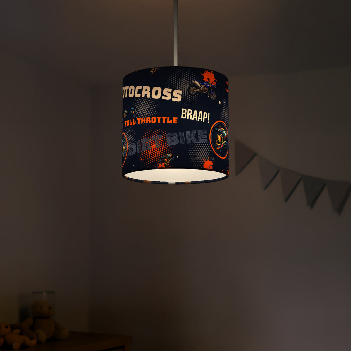 Navy And Orange Full II lampshade - 20cm x 18.5cm Ceiling - photo 5