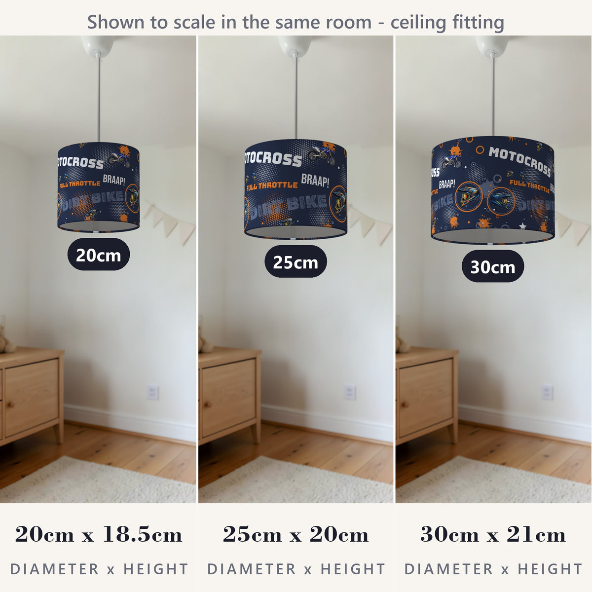 Navy And Orange Full II lampshade - 20cm x 18.5cm Ceiling - photo 4
