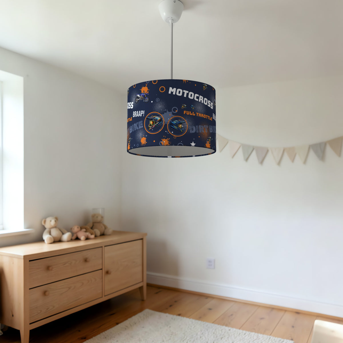 Navy And Orange Full II lampshade - 20cm x 18.5cm Ceiling - photo 3