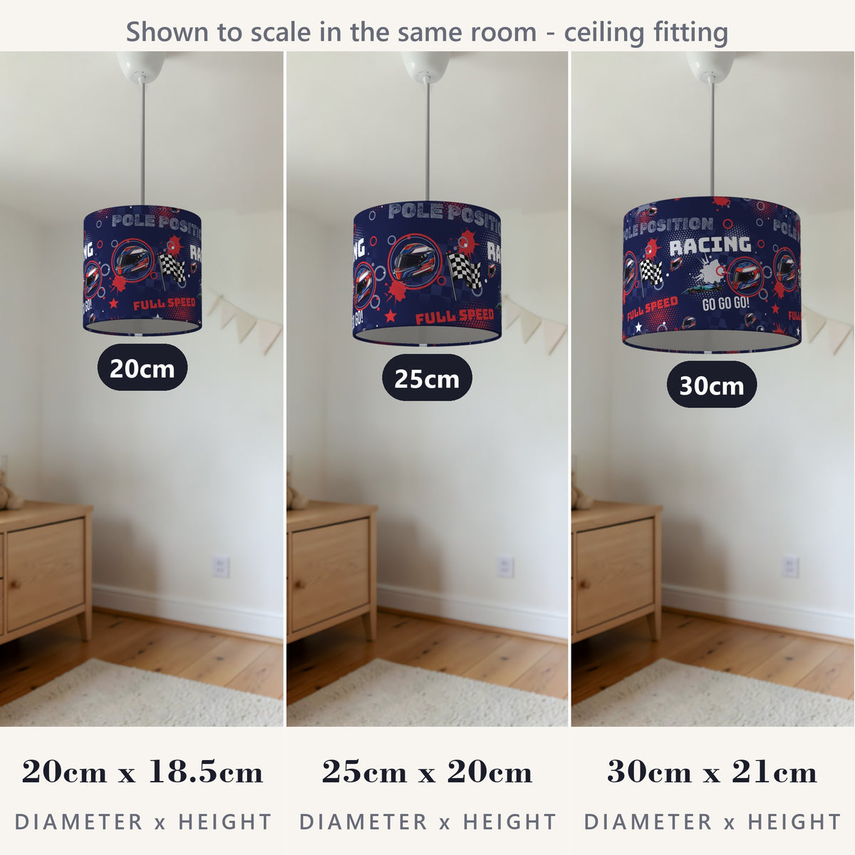 Navy Pole Position II lampshade - 20cm x 18.5cm Ceiling - photo 4