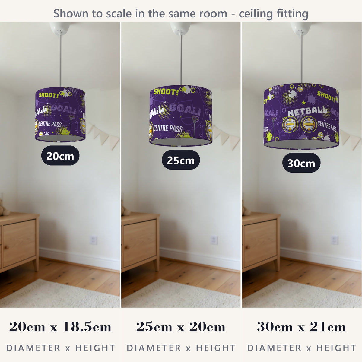 Purple Netball Star II lampshade - 20cm x 18.5cm Ceiling - photo 4