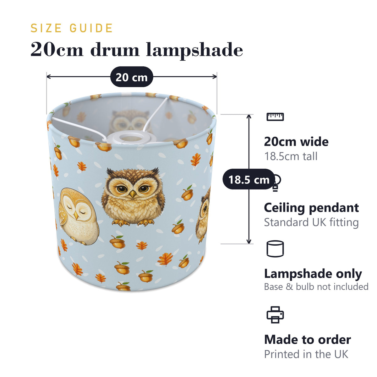 Sky Night Owls II lampshade - 20cm x 18.5cm Ceiling - photo 7