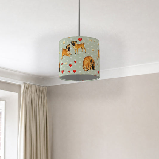 Sage Pug Love II lampshade - 20cm x 18.5cm Ceiling - photo 2