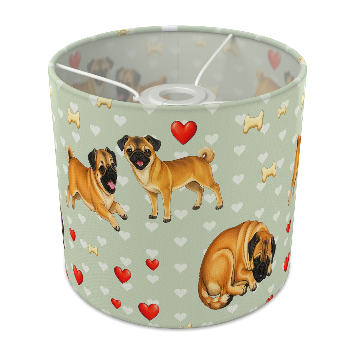 Sage Pug Love II lampshade - 20cm x 18.5cm Ceiling - main photo