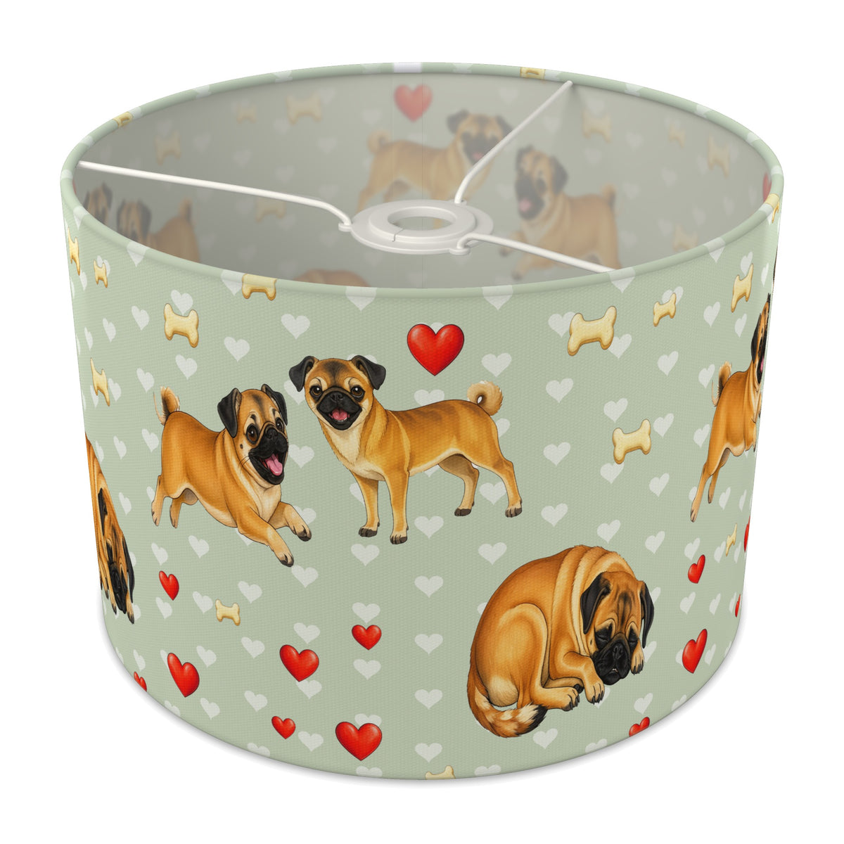 Sage Pug Love II lampshade - 30cm x 21cm Ceiling