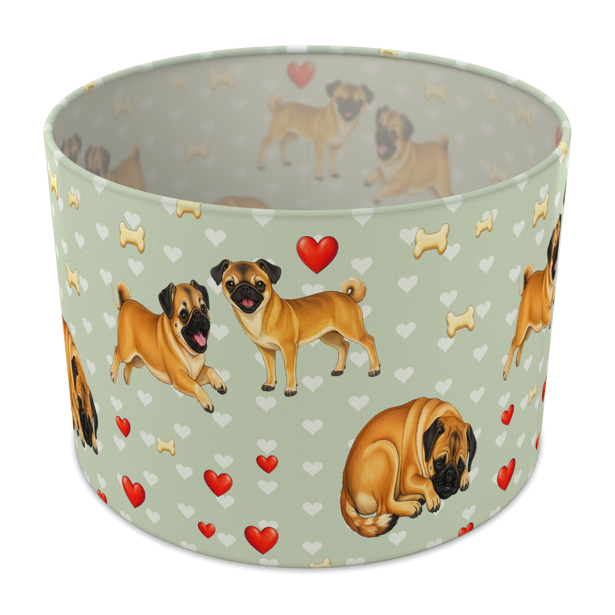 Sage Pug Love II lampshade - 30cm x 21cm Table