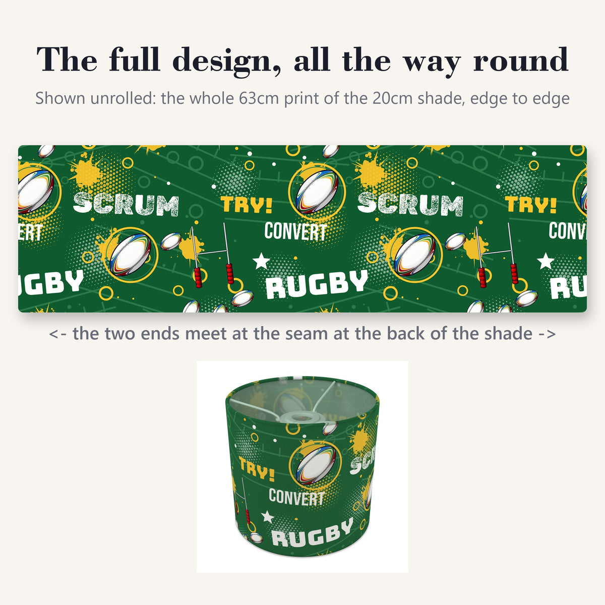 Pitch Rugby Crazy II lampshade - 20cm x 18.5cm Ceiling - photo 9