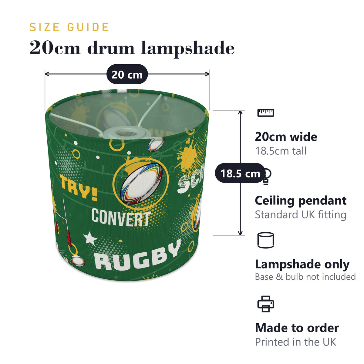 Pitch Rugby Crazy II lampshade - 20cm x 18.5cm Ceiling - photo 7
