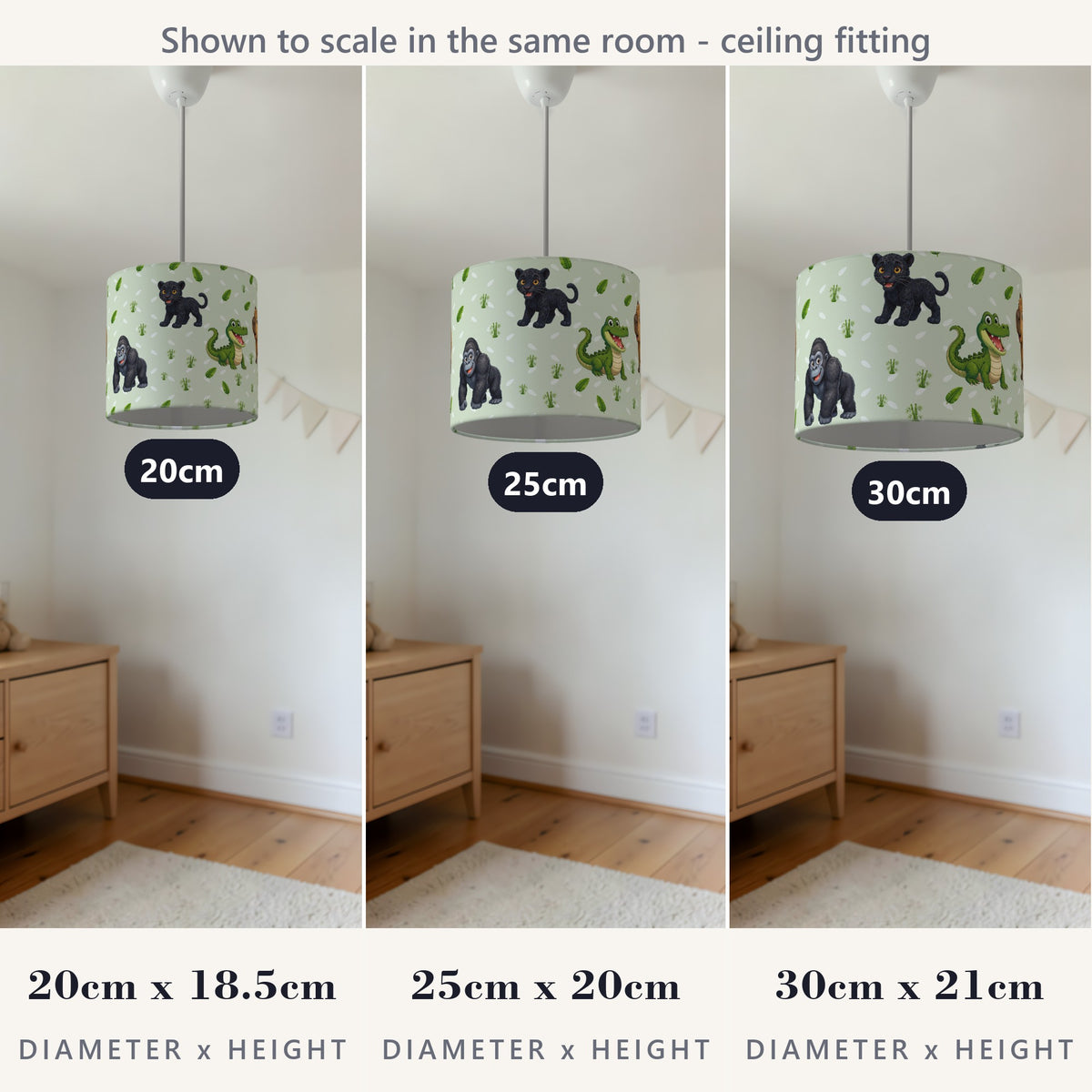 Sage Safari Friends II lampshade - 20cm x 18.5cm Ceiling - photo 4