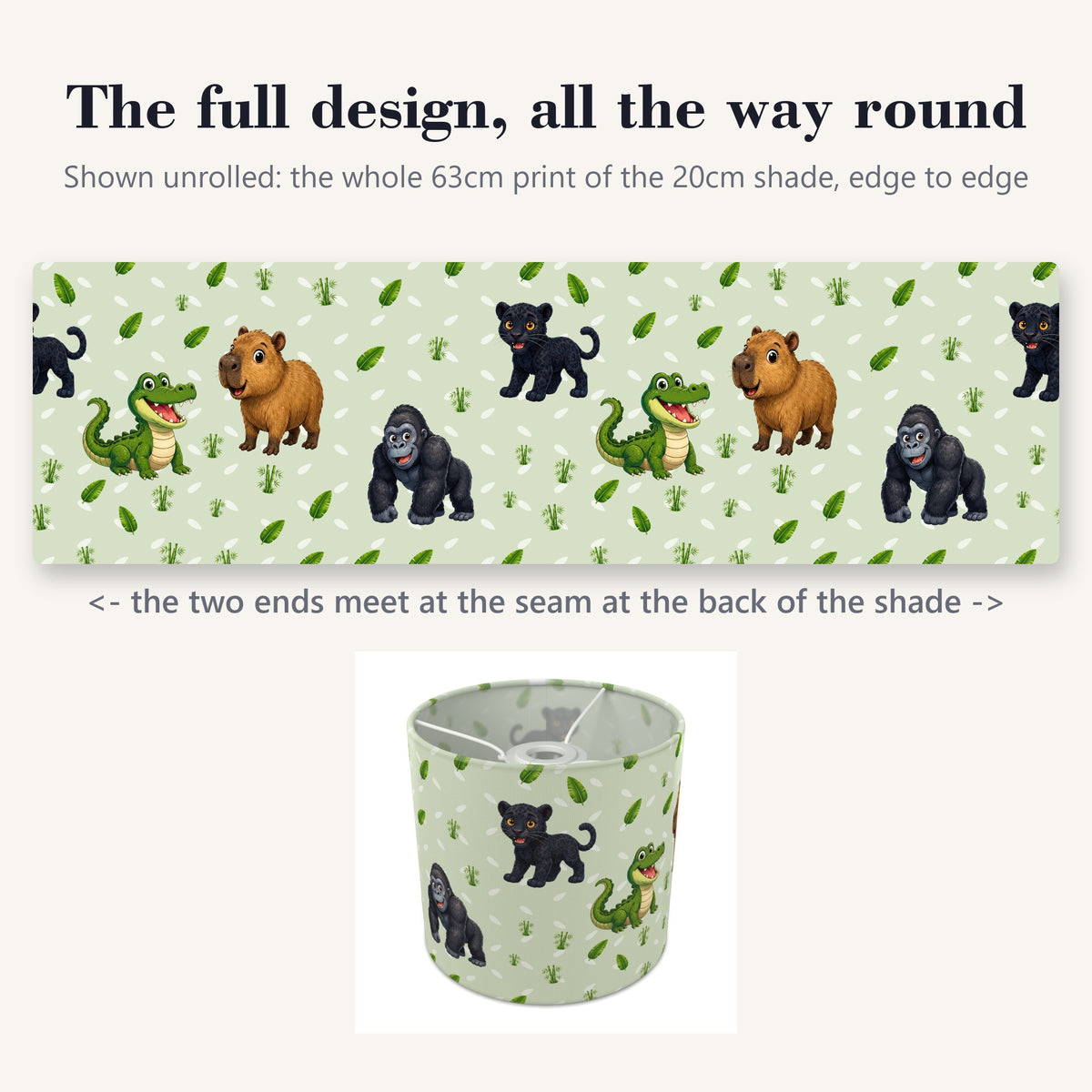 Sage Safari Friends II lampshade - 20cm x 18.5cm Ceiling - photo 9