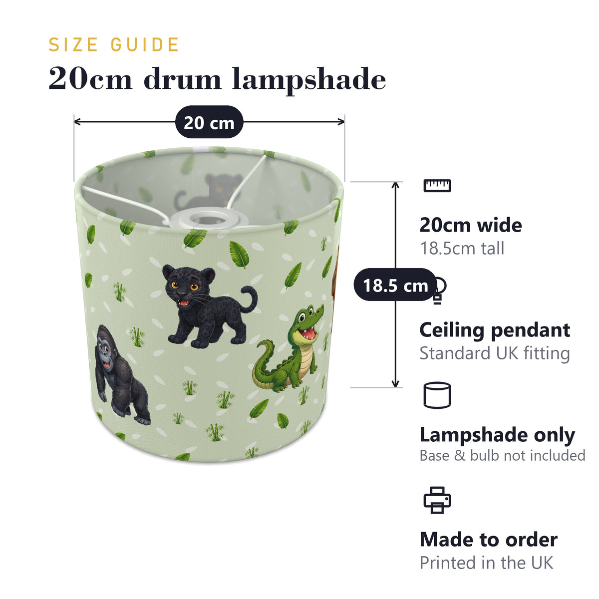 Sage Safari Friends II lampshade - 20cm x 18.5cm Ceiling - photo 7