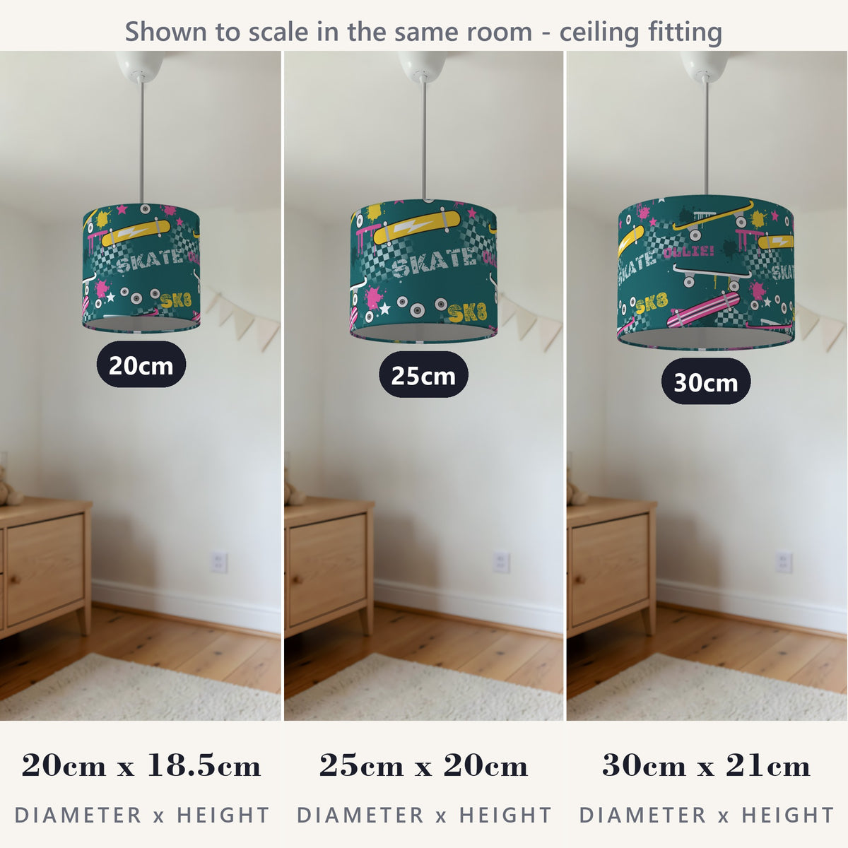 Teal Skate Park II lampshade - 20cm x 18.5cm Ceiling - photo 4