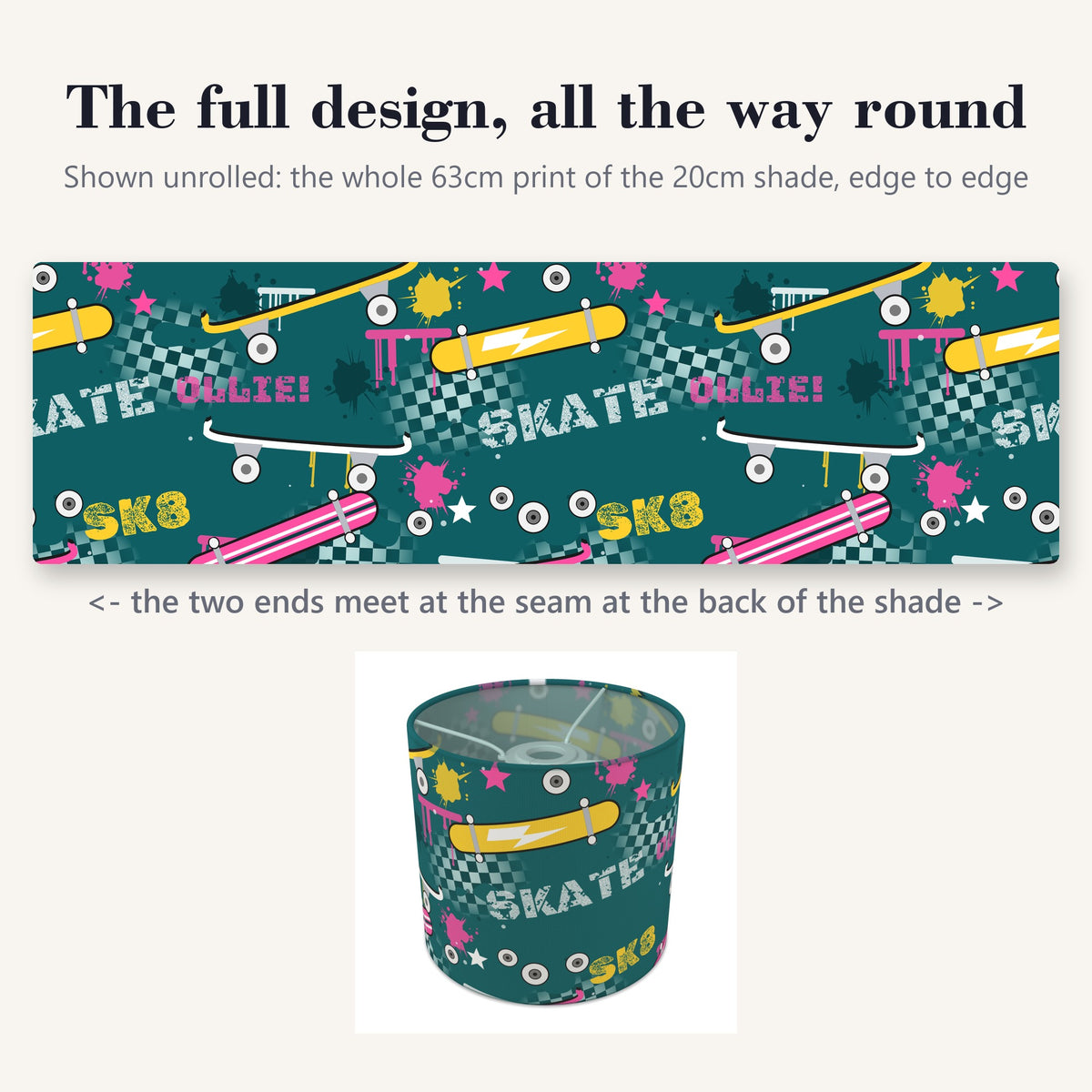 Teal Skate Park II lampshade - 20cm x 18.5cm Ceiling - photo 9