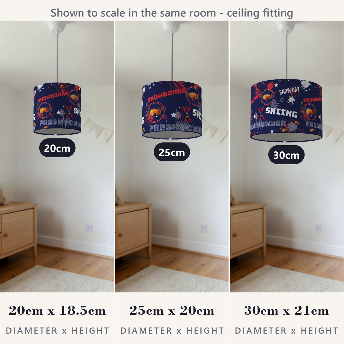 Navy Snow Day II lampshade - 20cm x 18.5cm Ceiling - photo 4