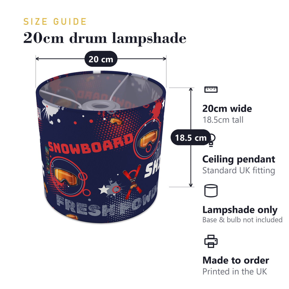 Navy Snow Day II lampshade - 20cm x 18.5cm Ceiling - photo 7