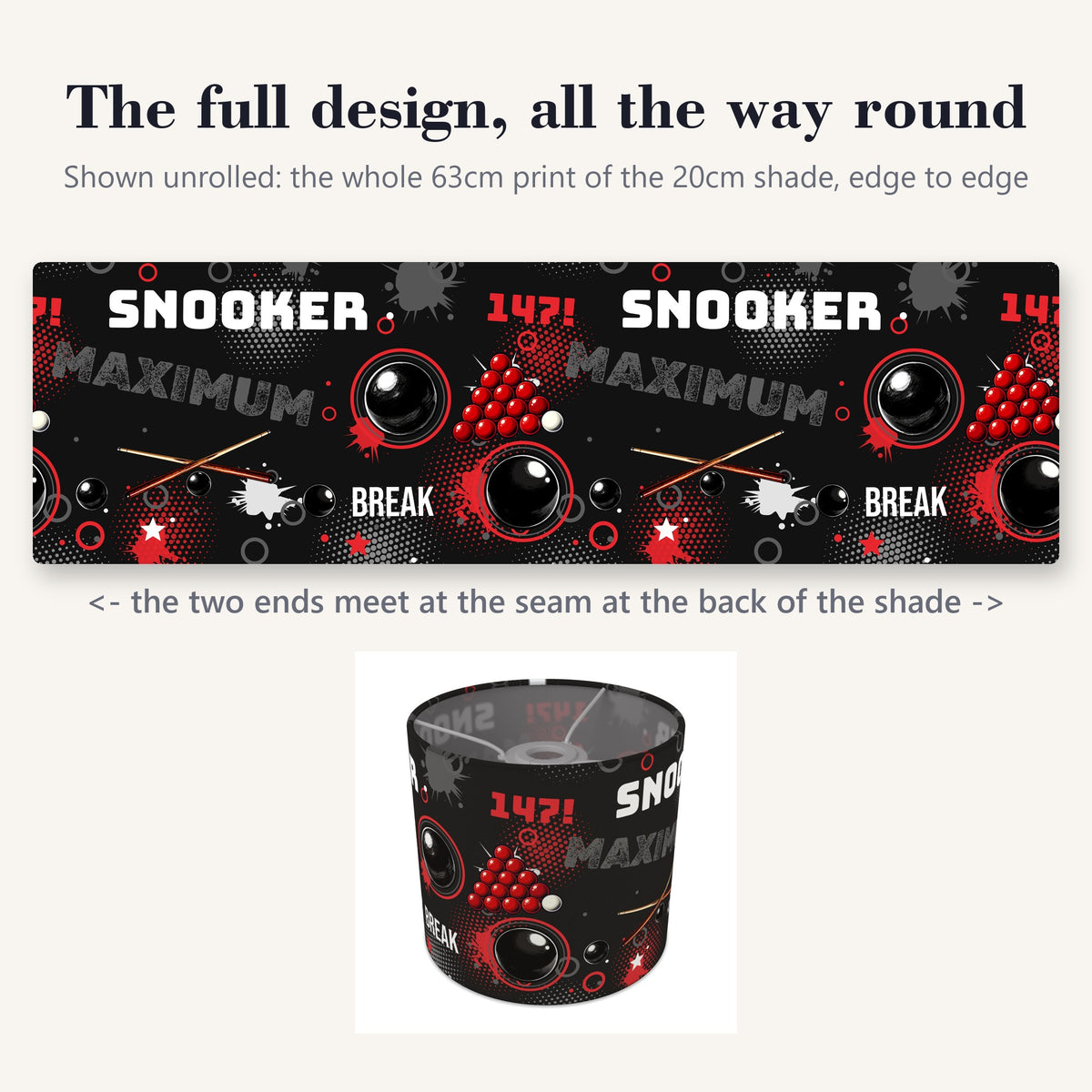 Black Snooker Break II lampshade - 20cm x 18.5cm Ceiling - photo 9