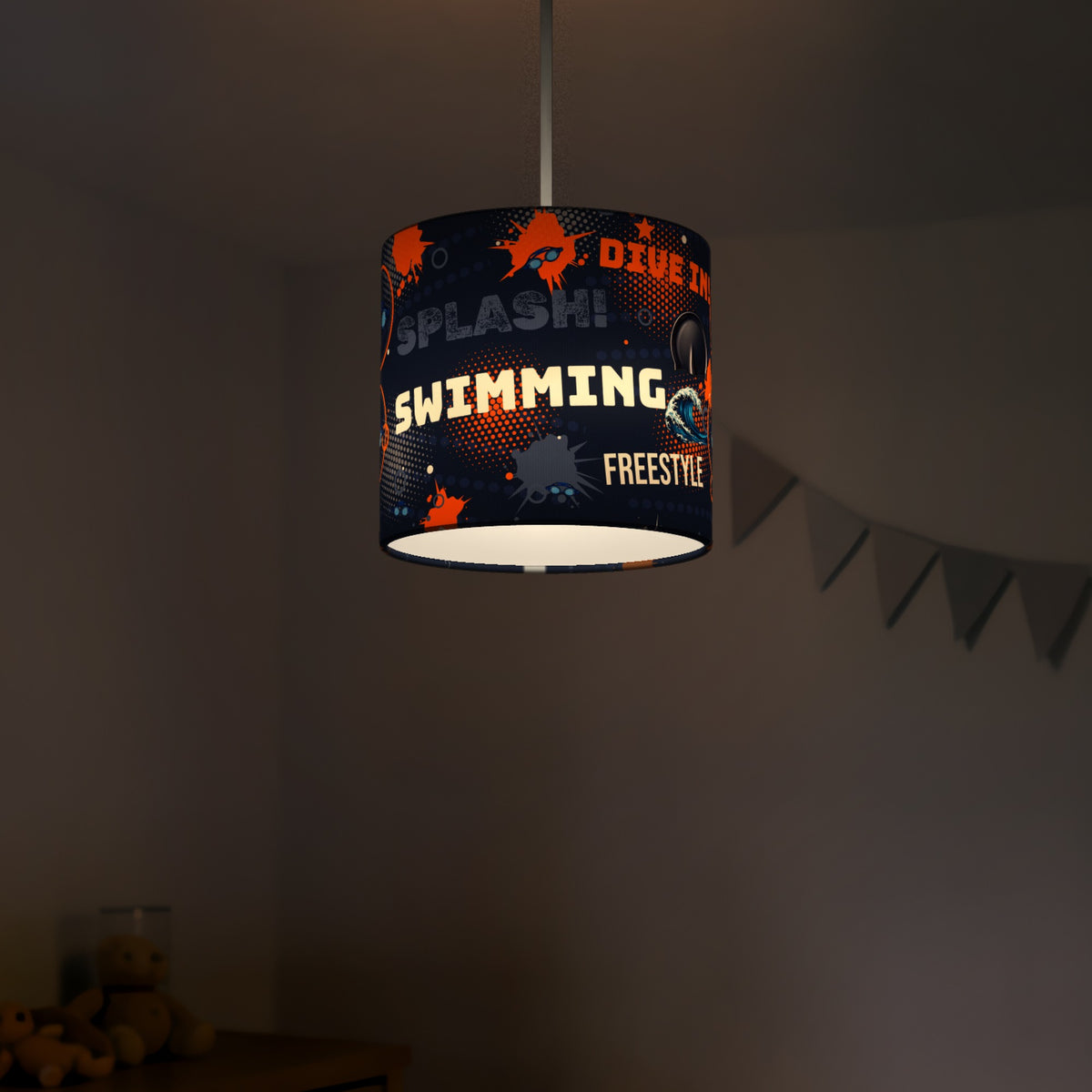 Navy Splash Swimming II lampshade - 20cm x 18.5cm Ceiling - photo 5