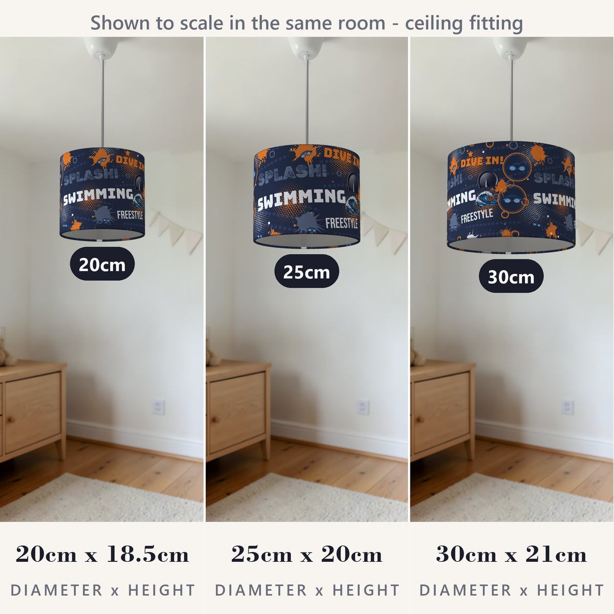 Navy Splash Swimming II lampshade - 20cm x 18.5cm Ceiling - photo 4