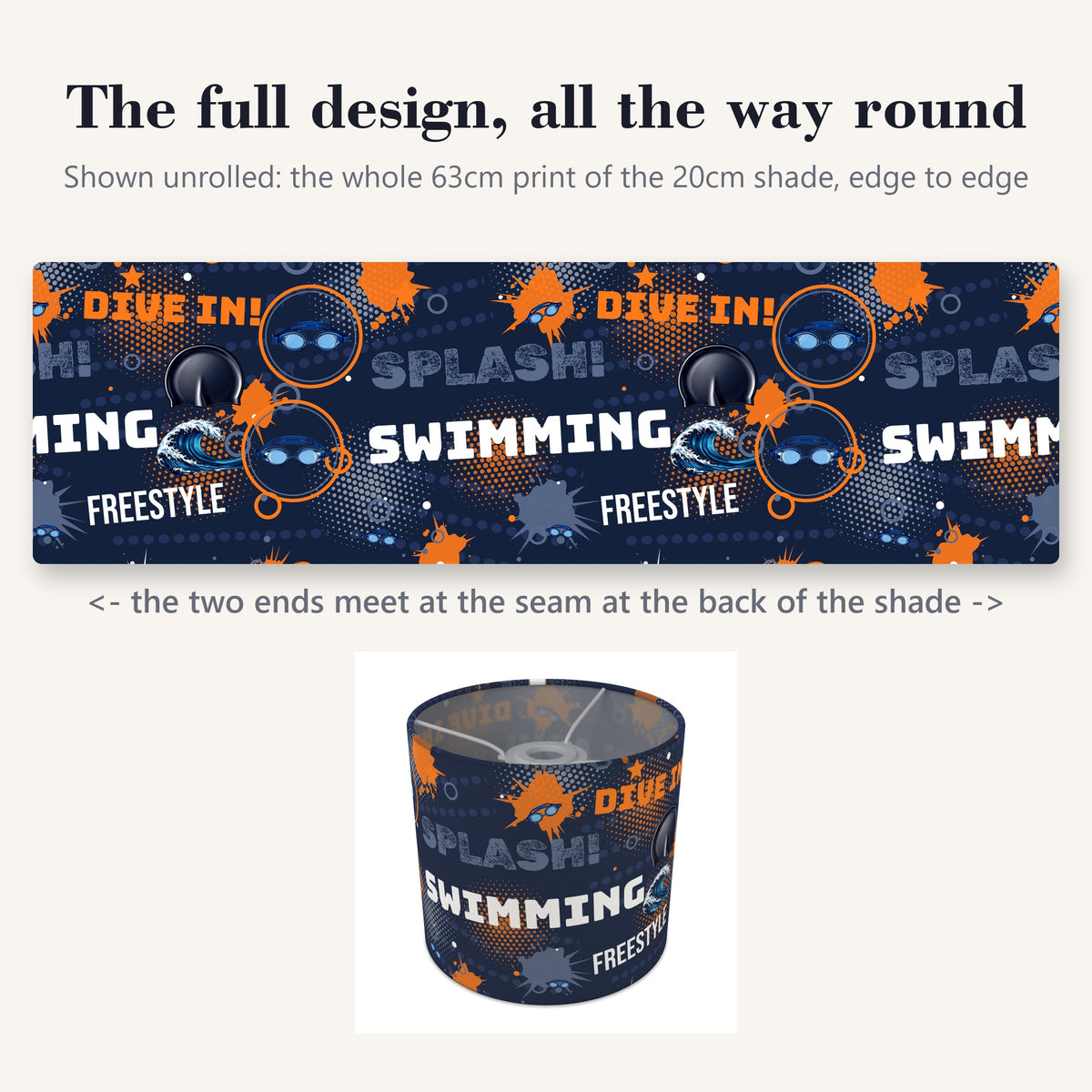 Navy Splash Swimming II lampshade - 20cm x 18.5cm Ceiling - photo 9