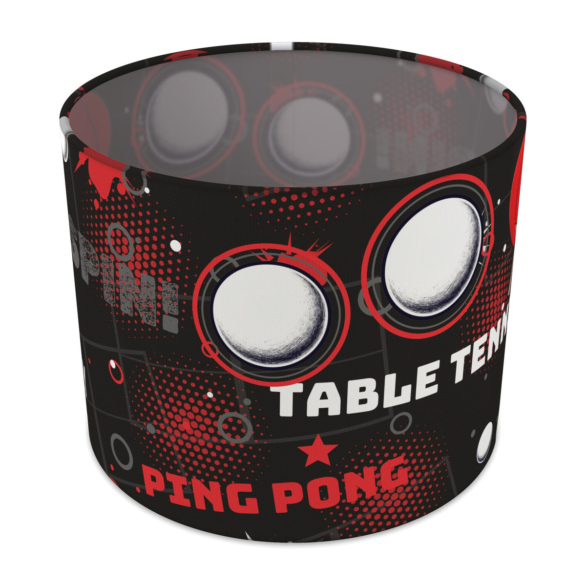 Black Ping Pong Rally II lampshade - 25cm x 20cm Table