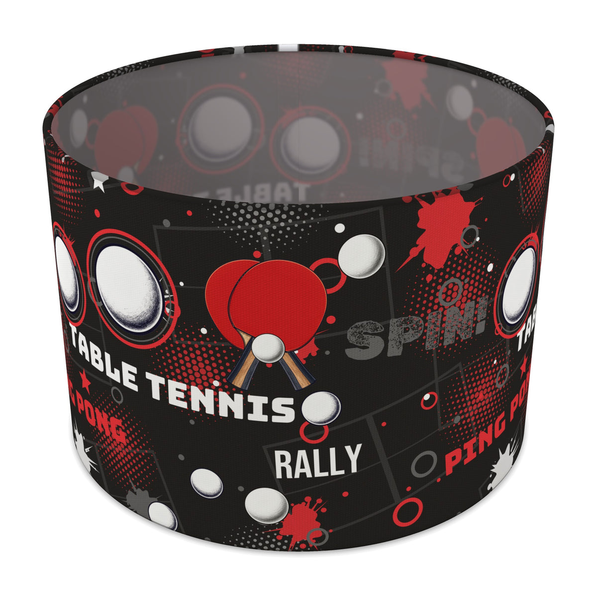 Black Ping Pong Rally II lampshade - 30cm x 21cm Table