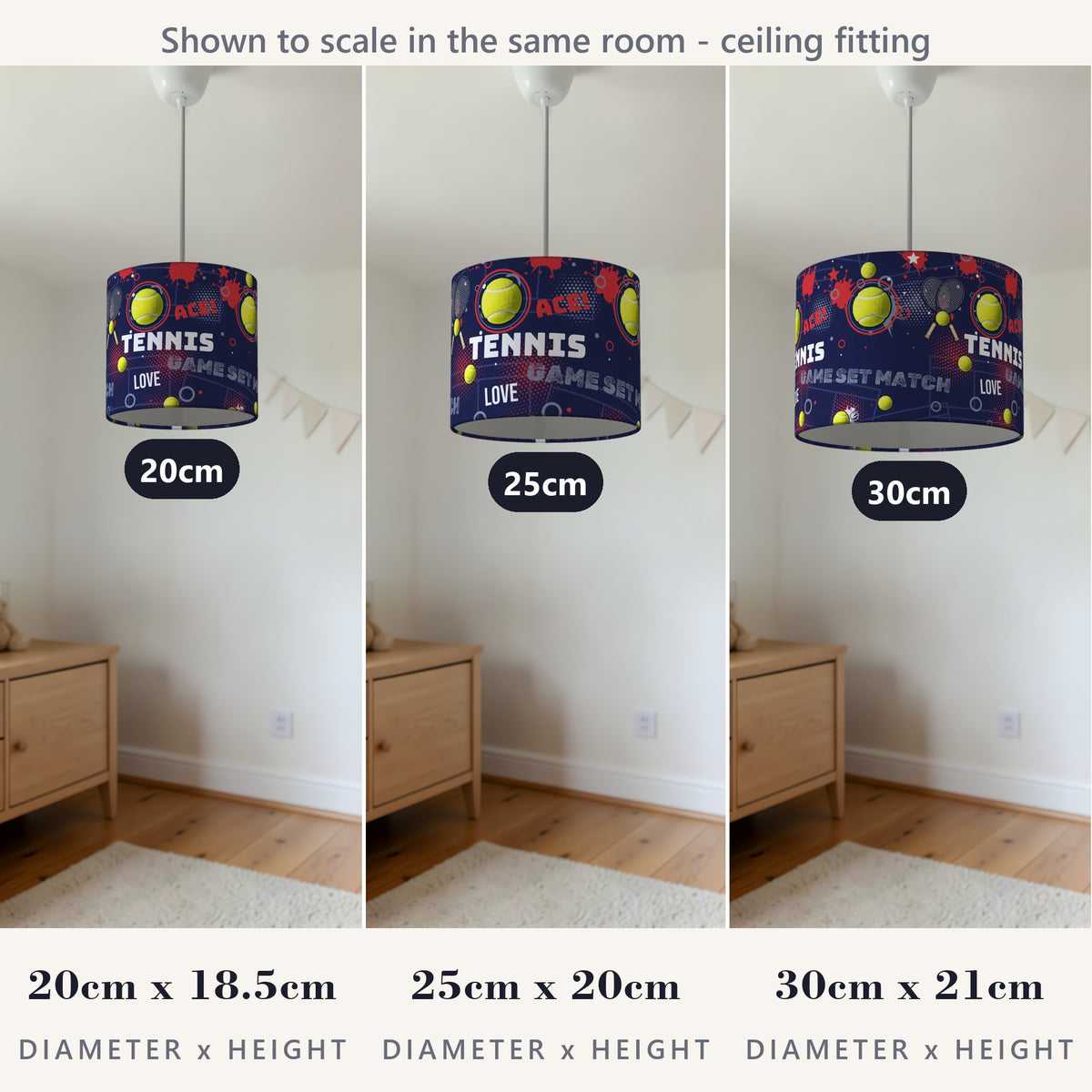 Navy Tennis Ace II lampshade - 20cm x 18.5cm Ceiling - photo 4