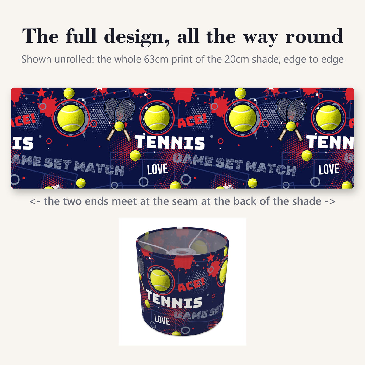Navy Tennis Ace II lampshade - 20cm x 18.5cm Ceiling - photo 9