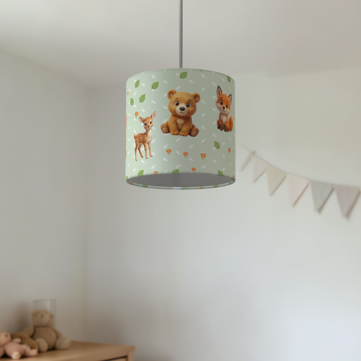 Sage Baby Woodland Friends II lampshade - 20cm x 18.5cm Ceiling - photo 2