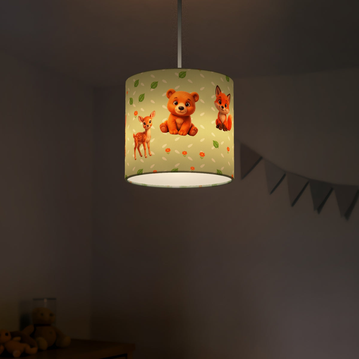 Sage Baby Woodland Friends II lampshade - 20cm x 18.5cm Ceiling - photo 5