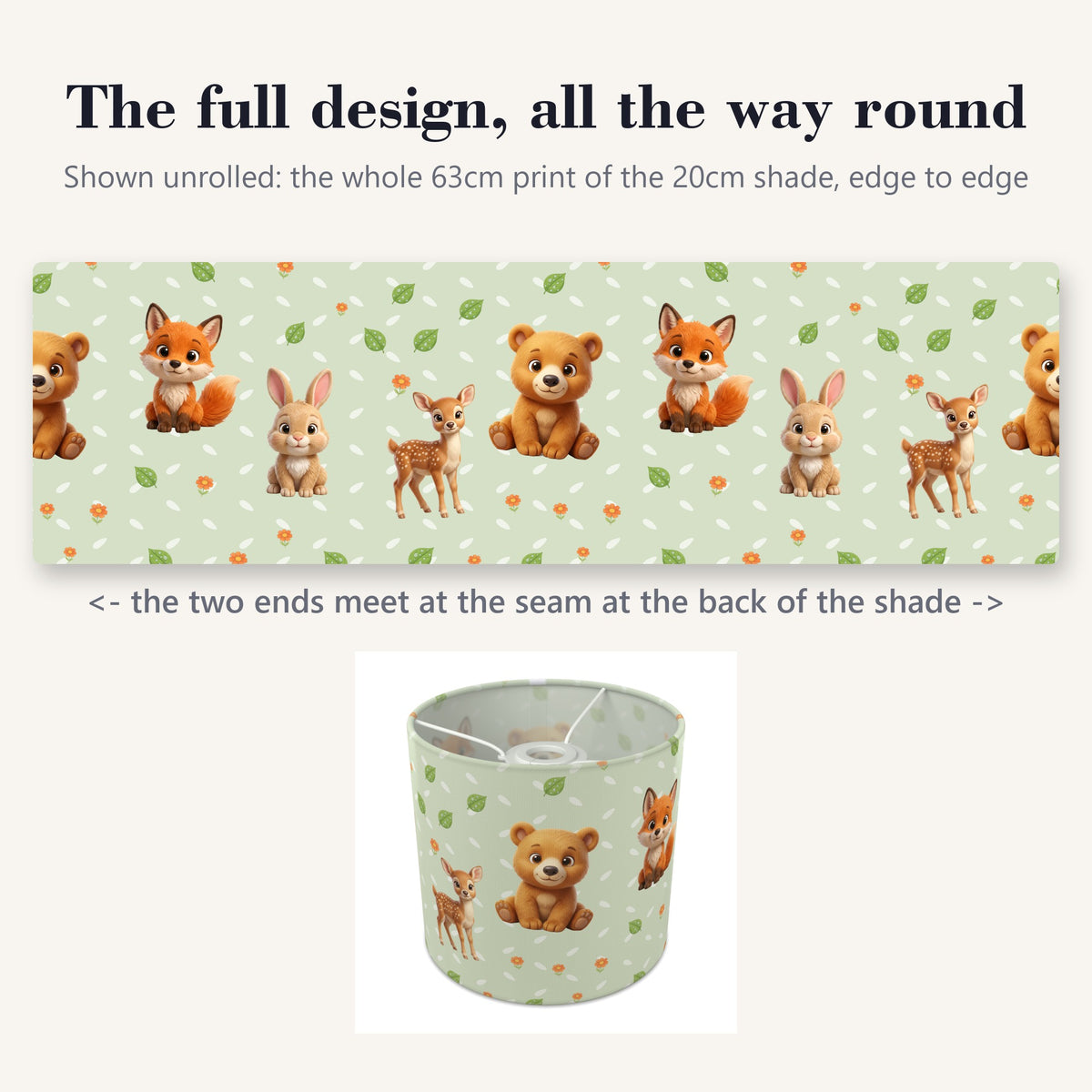 Sage Baby Woodland Friends II lampshade - 20cm x 18.5cm Ceiling - photo 9