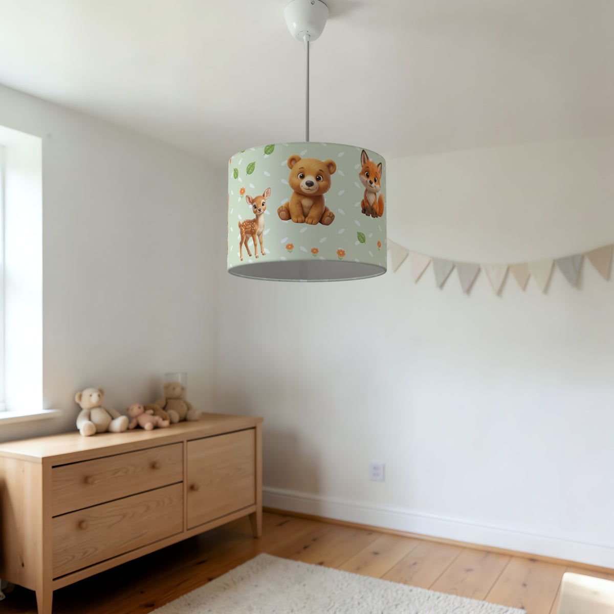 Sage Baby Woodland Friends II lampshade - 20cm x 18.5cm Ceiling - photo 3