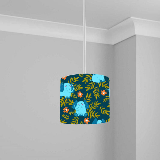Blue Elephant Jungle Animal Ceiling Lampshade Lightshade for Nursery - 20cm x 18.5cm