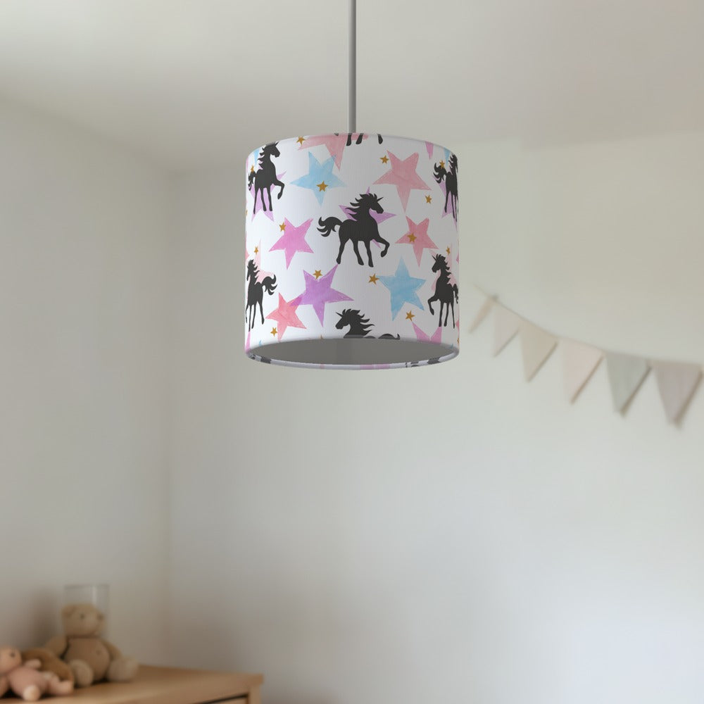Pink Unicorn and Star Pattern lampshade