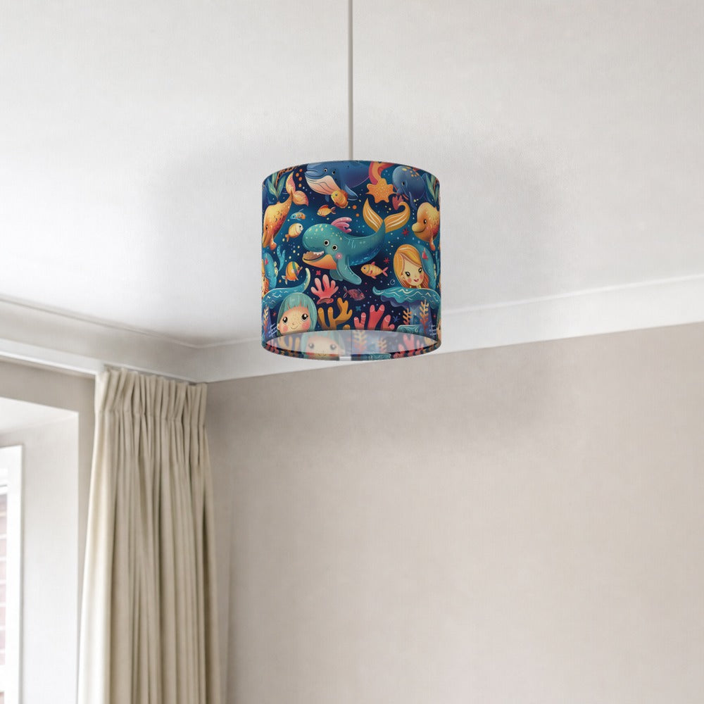 Whale Mermaid Coral lampshade