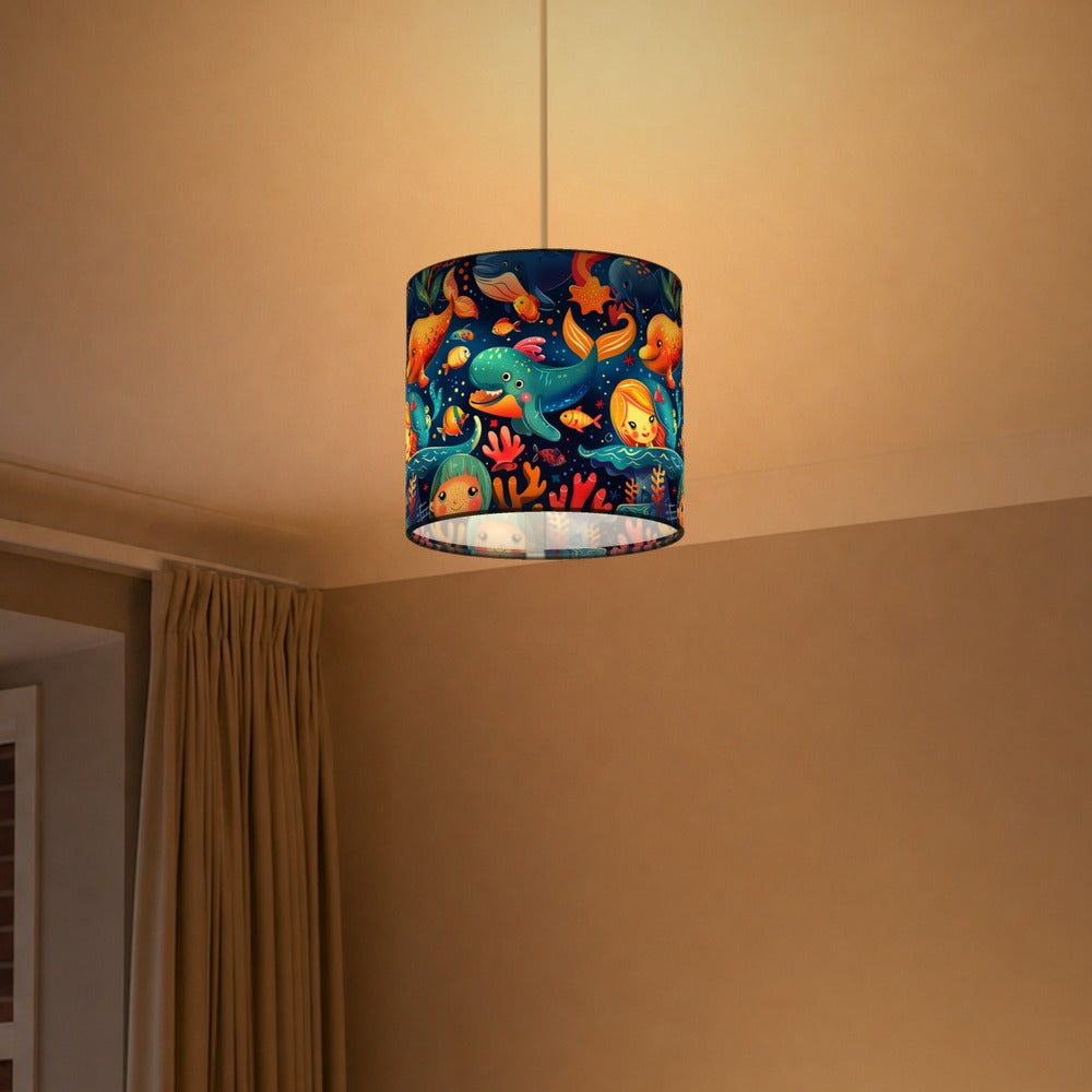 Whale Mermaid Coral lampshade