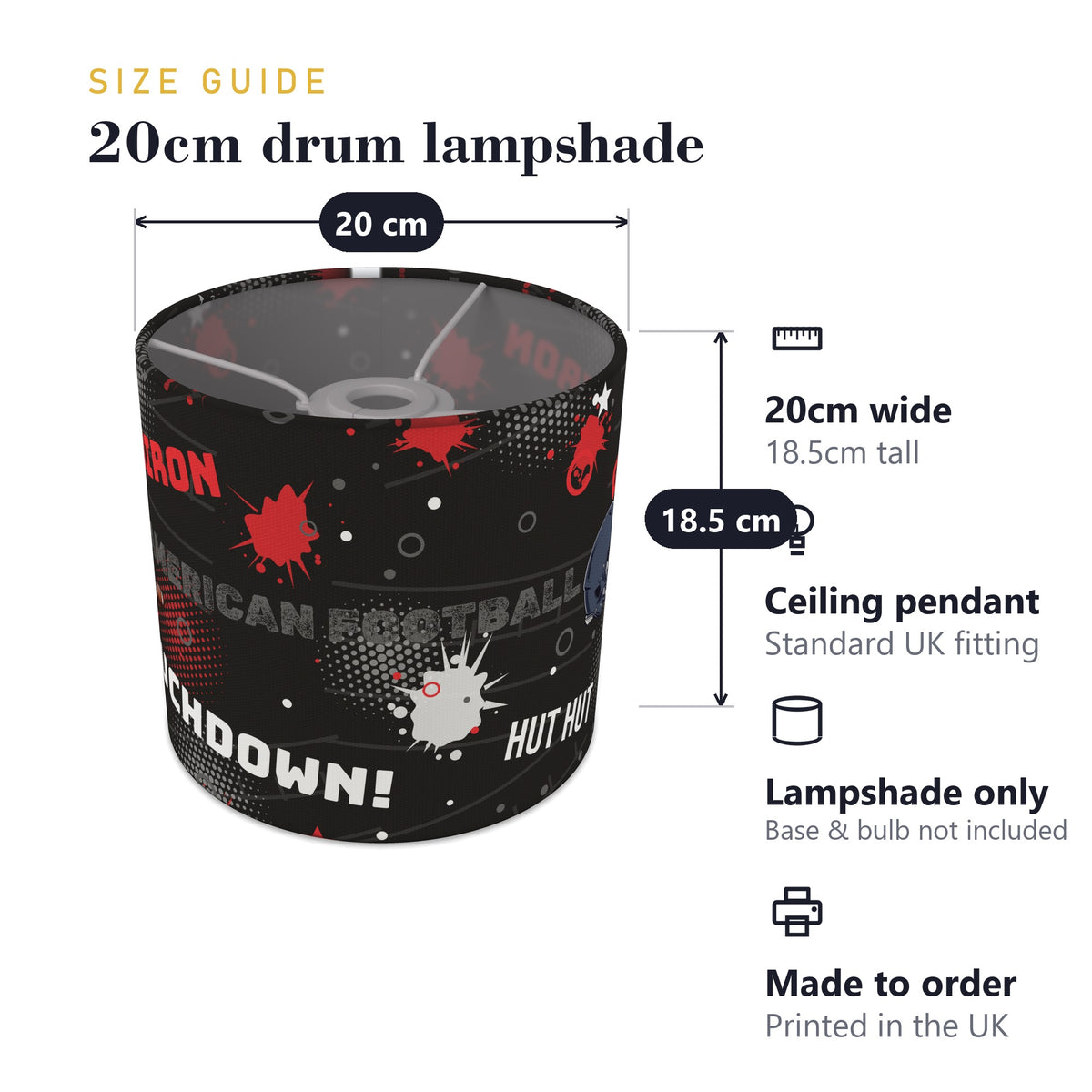 Black Touchdown II lampshade - 20cm x 18.5cm Ceiling - photo 7