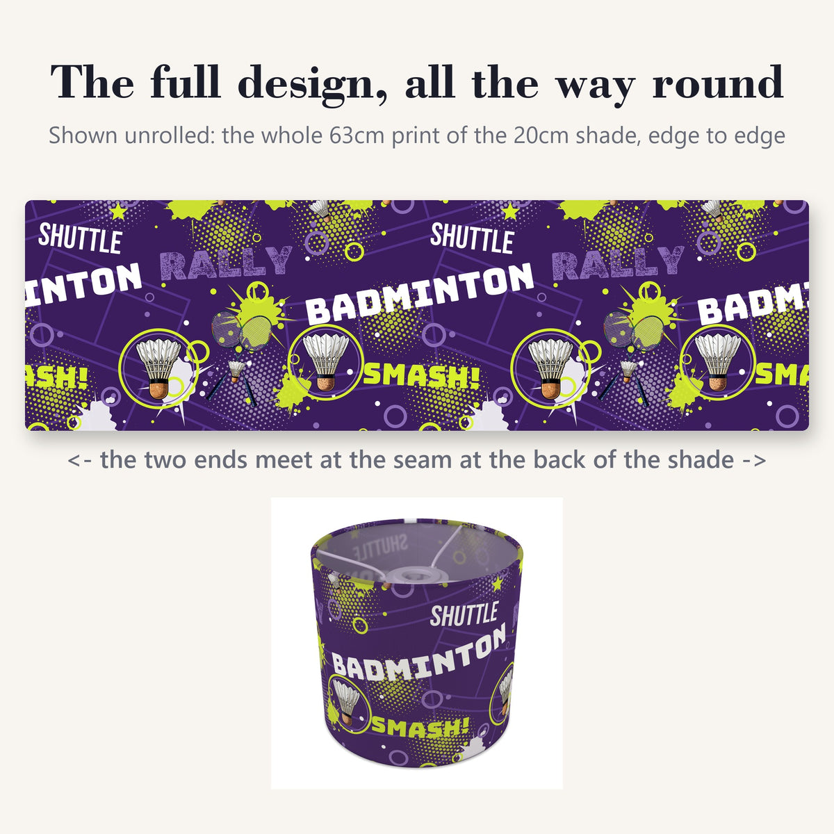 Purple Badminton Smash II lampshade - 20cm x 18.5cm Ceiling - photo 9