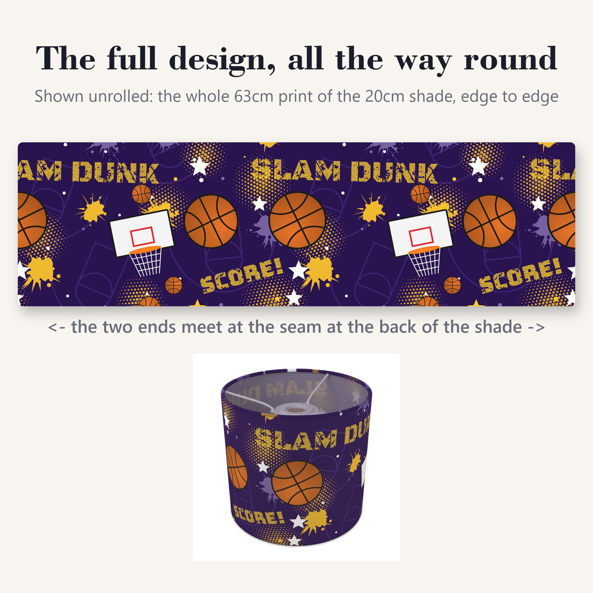 Purple Slam Dunk II lampshade - 20cm x 18.5cm Ceiling - photo 9