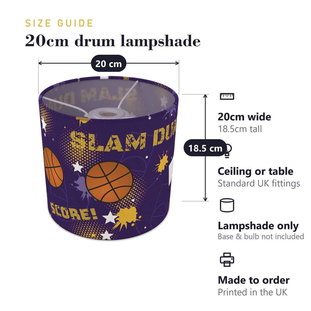 Purple Slam Dunk II lampshade - 20cm x 18.5cm Ceiling - photo 7