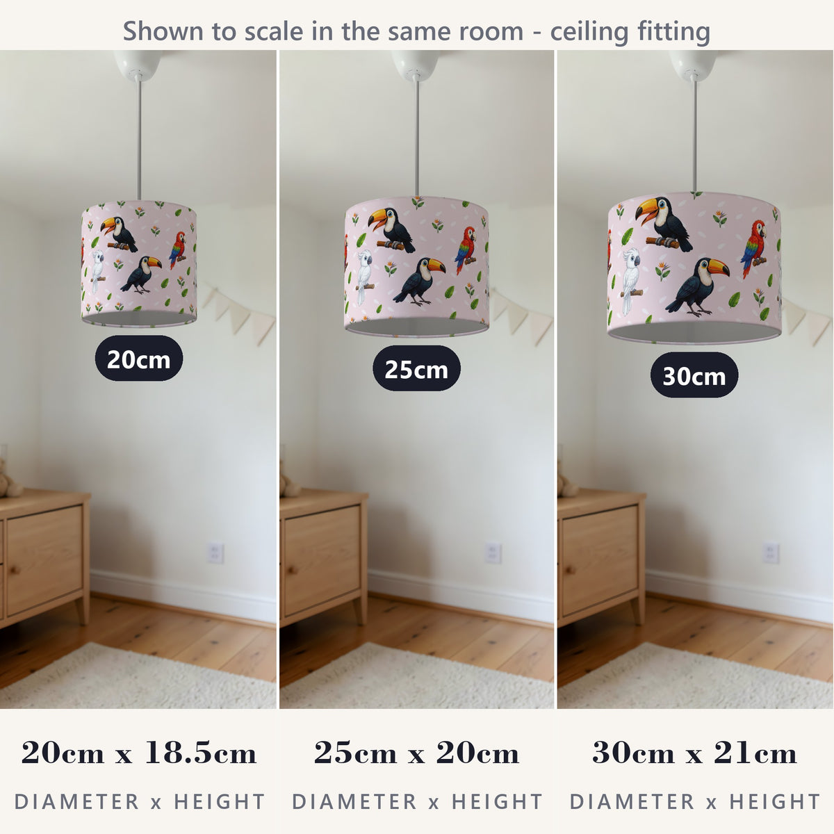 Blush Bird Friends II lampshade - 20cm x 18.5cm Ceiling - photo 4
