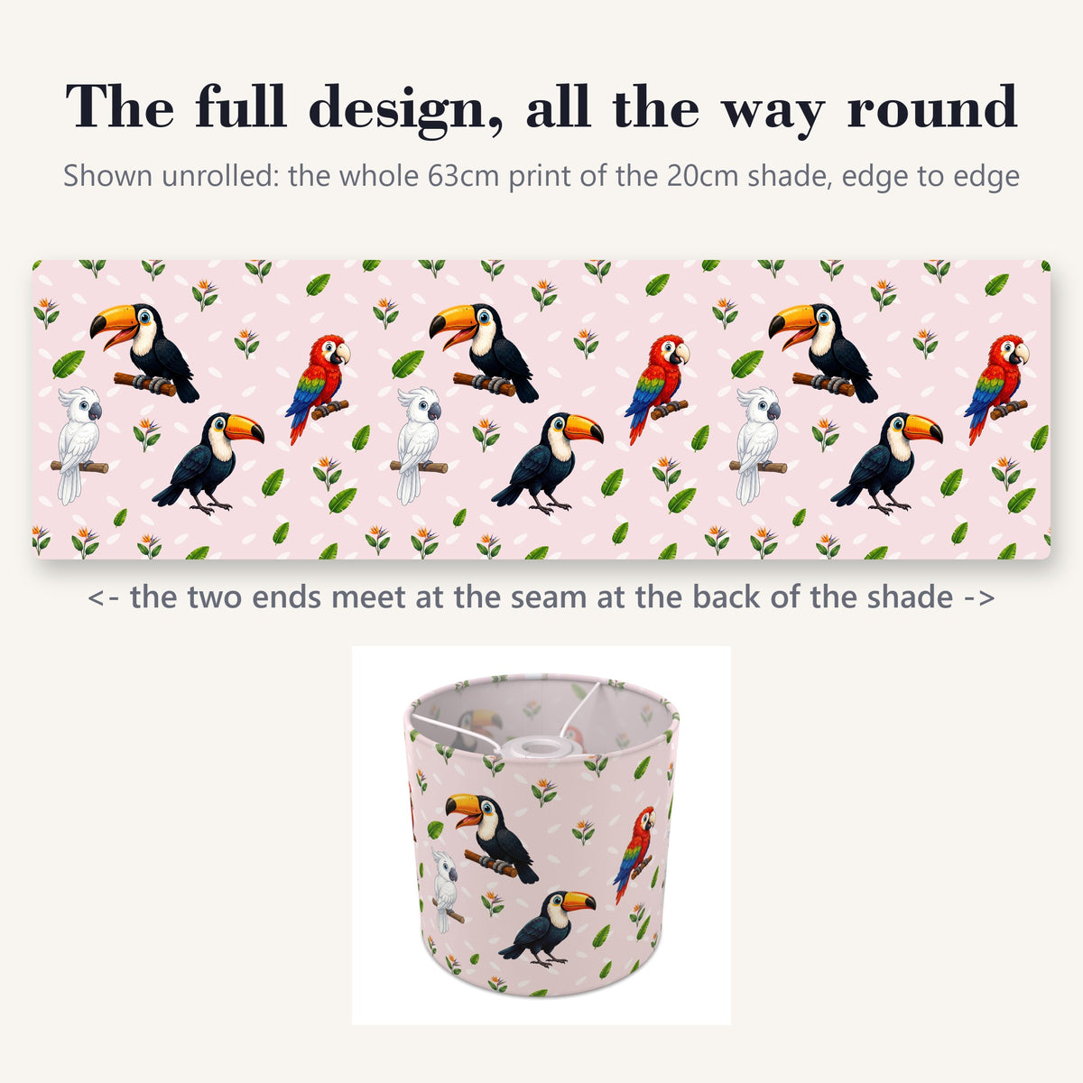Blush Bird Friends II lampshade - 20cm x 18.5cm Ceiling - photo 9