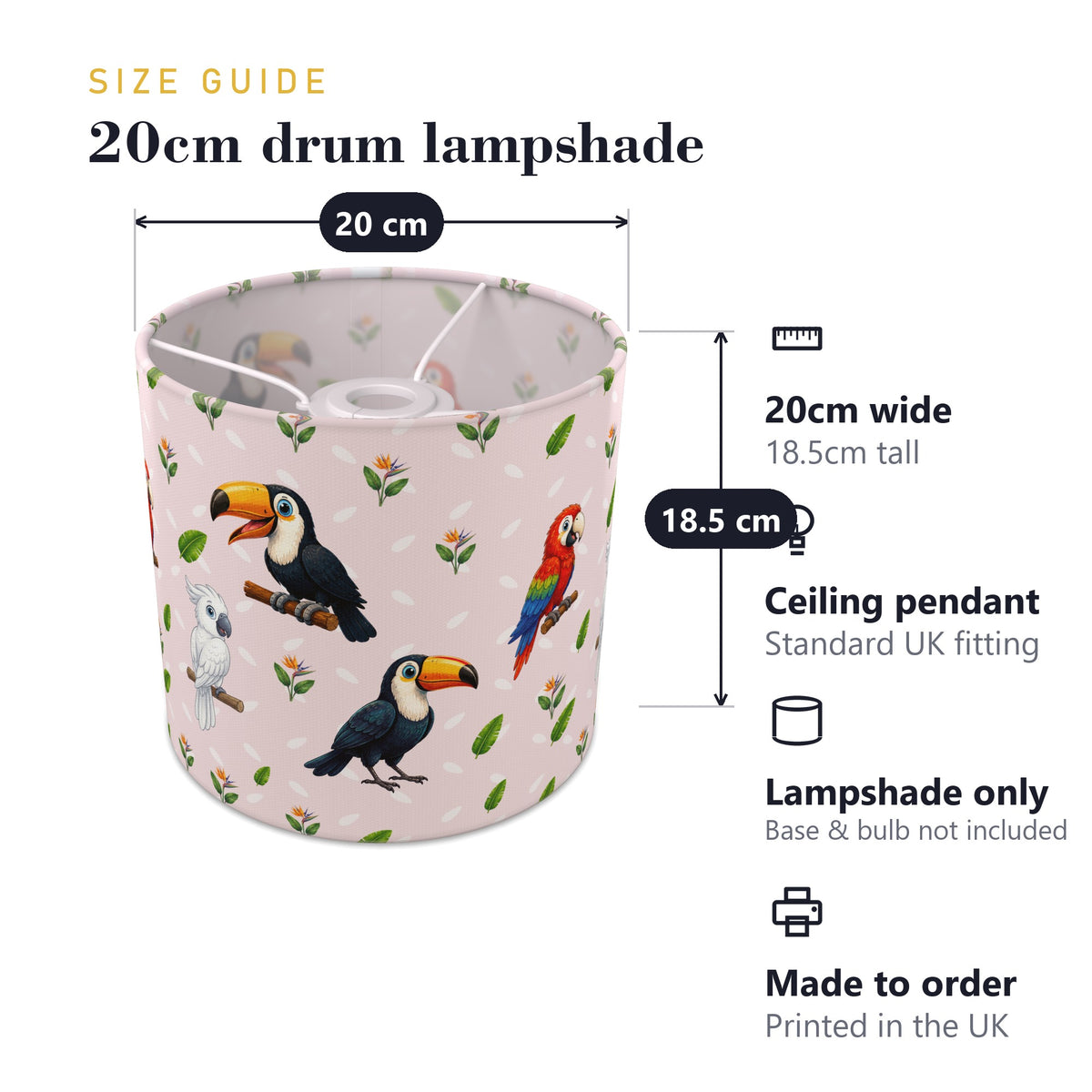 Blush Bird Friends II lampshade - 20cm x 18.5cm Ceiling - photo 7