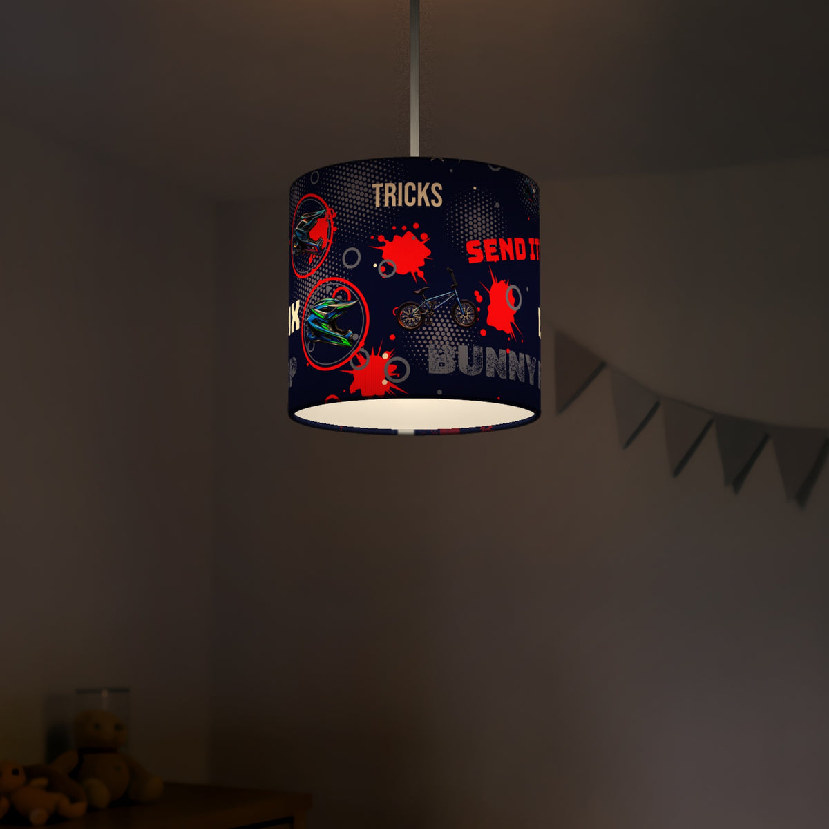Navy Blue BMX Tricks II lampshade - 20cm x 18.5cm Ceiling - photo 5